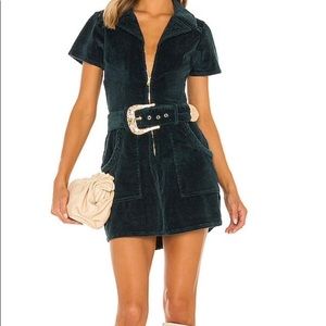 NWT Show Me Your MuMu Outlaw Dress in Jade Corduroy